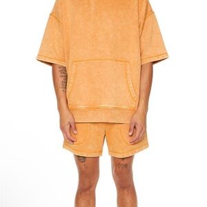 Men's Washed Orange Casual Shorts